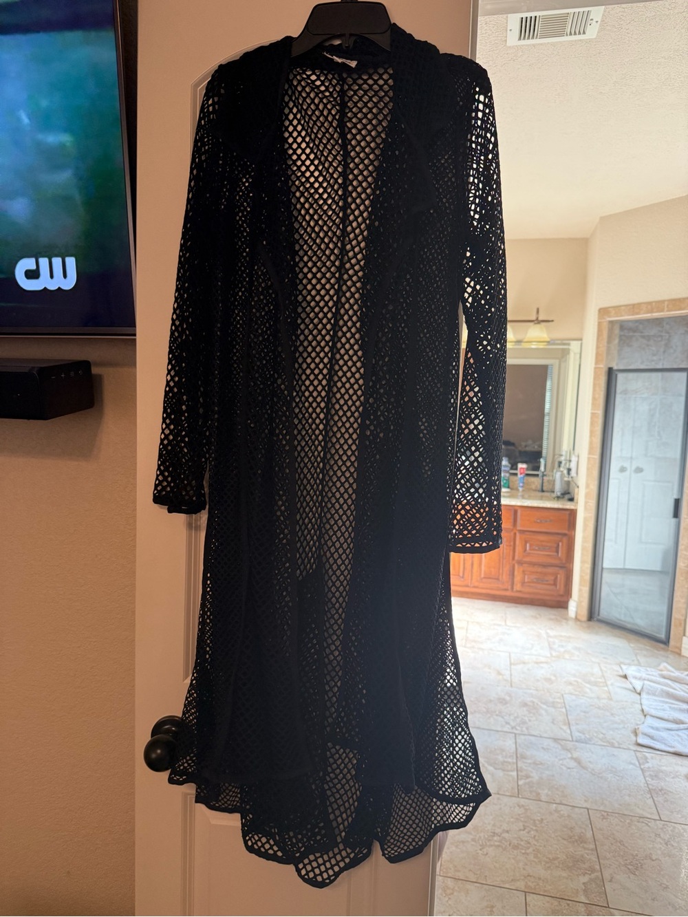 Black Open-Knit Long Cardigan/jacket